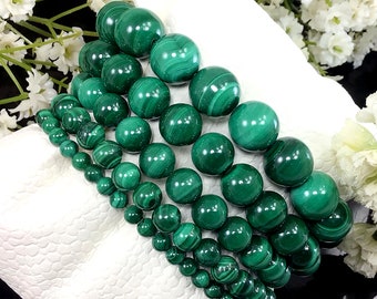 Natural Green Malachite Bracelet, Malachite Jewelry, Stretchy String Green Malachite Bracelet, Green Gemstone Bracelet 4mm 6mm 8mm 10mm 12mm