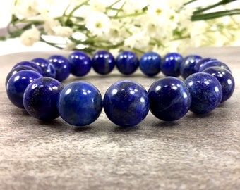 10mm Lapis Lazuli Bracelet, Handmade Crystal Jewelry