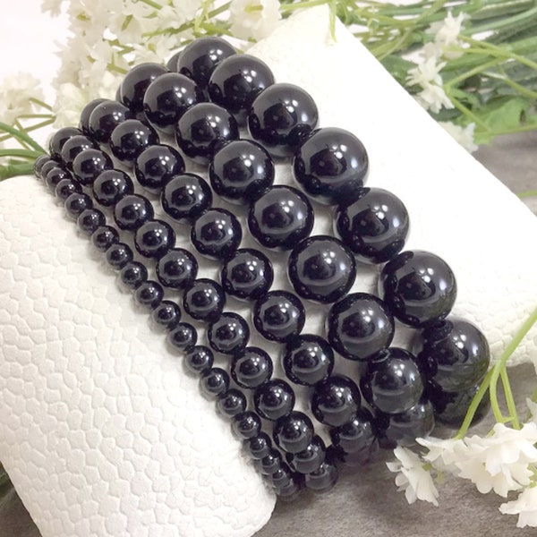 Black Tourmaline Beaded Bracelet Jewelry Premium Handmade Stretch Natural Gemstone Bracelet 4mm 6mm 8mm 10mm 12mm Gift For Her And Him