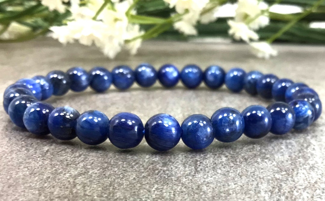 6mm Blue Kyanite Bracelet Healing Crystals Bracelet Anxiety Relief