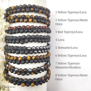 Double Layer Beaded Bracelet 4mm Natural Onyx Tiger eye Lava Hematite Crystal Handmade Adjustable Macrame Bracelet Gift For Women And Men
