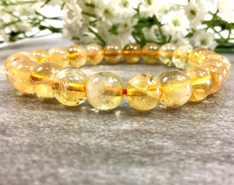 8mm Natural Citrine Bracelet, Healing Crystals Bracelet, Success Abundance Wealth, Stretchy Bracelet For Women, Reiki Jewelry,Christmas Gift