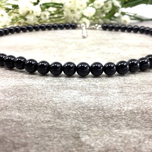 6mm Black Onyx Necklace Mens Jewelry Gemstone Necklace Anxiety Relief Healing Protection Calming Balance Gift For Men