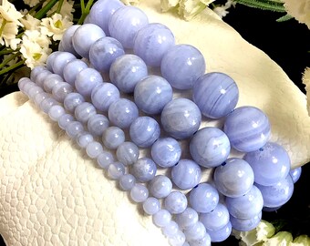 Blue Lace Agate Bracelet, Crazy Lace Agate, Healing Crystals Bracelet, Anxiety relief stretchy bracelet for women,4mm 6mm 8mm 10mm 12mm