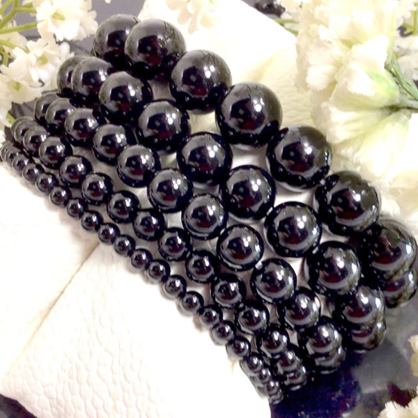 Black Onyx Beaded Bracelet Handmade Round Beaded Stretch Bracelet High Quality For Women And Men 4mm 6mm 8mm 10mm 12mm bracelets for women