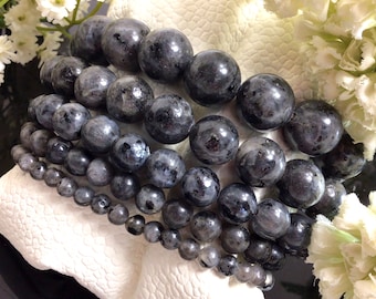 Natural Gray Labradorite Bracelet Handmade Genuine Stretch Gemstone Round Beads Bracelet For Women And Men 4mm 6mm 8mm 10mm 12mm