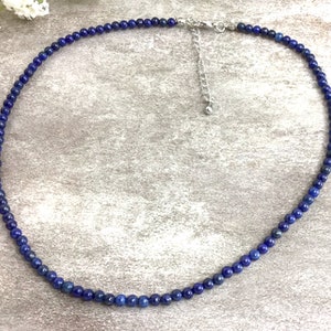 Blue Lapis Crystal Beaded Necklace Handmade 4mm Gemstone Healing Relief Balancing Necklace For Women And Men Personalized Length 14"-24"