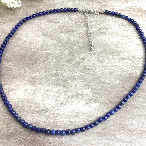 Blue Lapis Crystal Beaded Necklace Handmade 4mm Gemstone Healing Relief Balancing Necklace For Women And Men Personalized Length 14"-24"