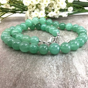 12mm Natural Green Aventurine Gemstone Necklace, Healing Crystals And Stones, Crystal Jewelry, Statement Necklace
