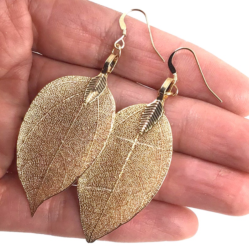 Genuine Leaf Earrings Real Leaf Earrings Dipped Leaves Etsy