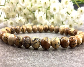 Picture Jasper Bracelet 6mm, Healing Stone, Anxiety Relief