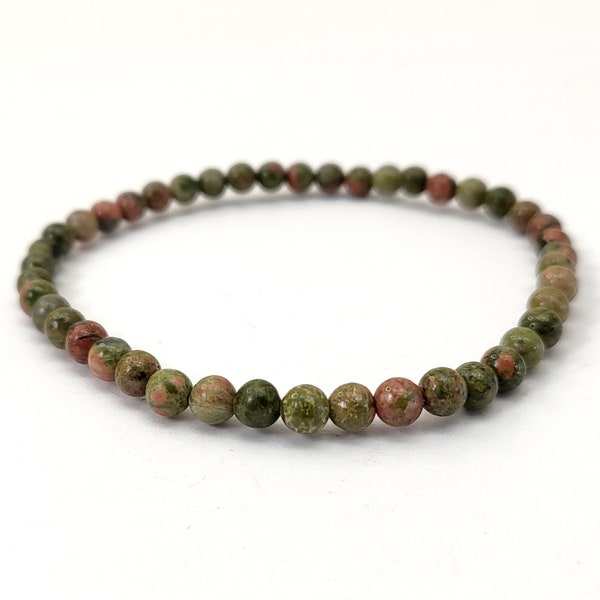 Unakite Bracelet Handmade 4mm Gemstone Stretchy String Bracelet Healing Protection Fertility Pregnancy Meditation Bracelet Gift For Women