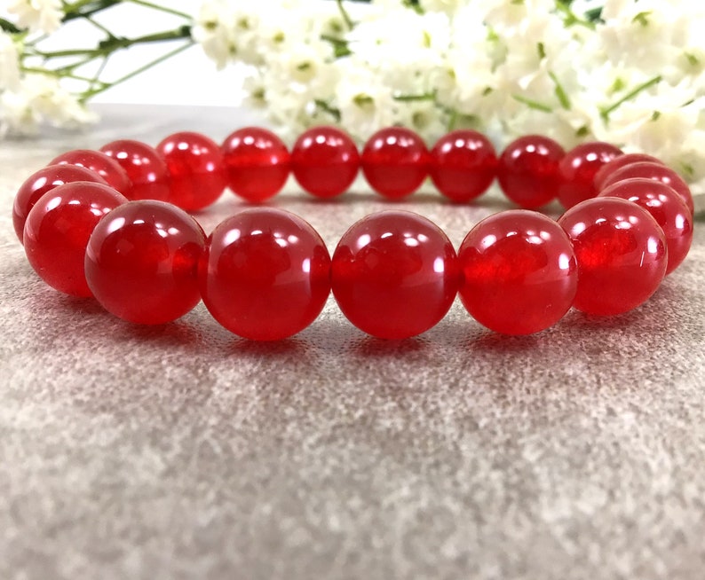 10mm Jade Bracelet Red Jade Bracelet Elastic Bracelet Etsy