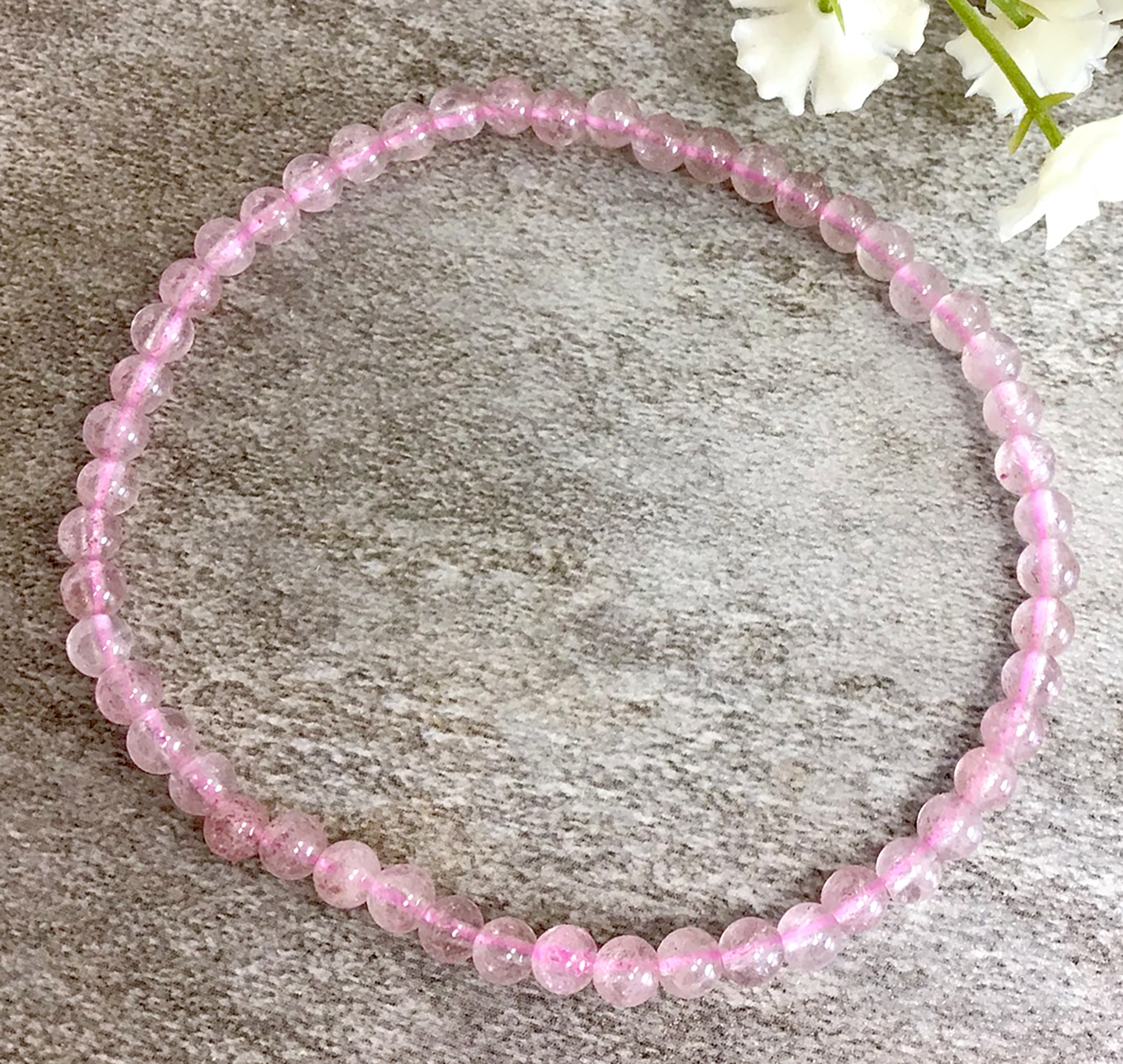 4mm Strawberry Quartz Crystal Bracelet Healing Beaded | Etsy