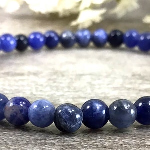 4mm Natural Blue Sodalite Bracelet,Sodalite Gemstone Healing Protection Anxiety Relief Balance Spiritual Stretchy Bracelet For Women And Men