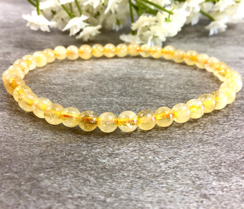 4mm Natural Citrine Bracelet Healing Crystals Bracelet image 3