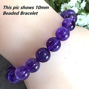 Bracelet en perles d'améthyste violette naturelle, de haute qualité, fait à la main, en pierres précieuses extensibles, pour femmes, 4mm, 6mm, 8mm, 10mm, 12mm, Bracelet d'été image 6