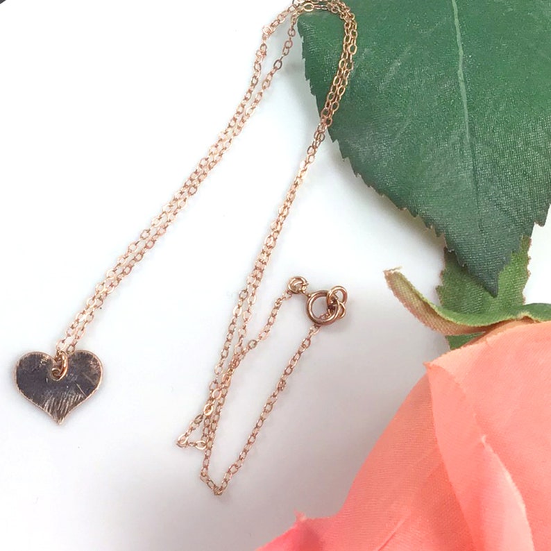 Wedding Simple Rose Gold Filled Necklace Valentine/'s Day Gift Birthday Jewelry Dainty Heart Necklace Delicate Love Necklace