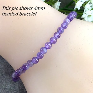 Bracelet en perles d'améthyste violette naturelle, de haute qualité, fait à la main, en pierres précieuses extensibles, pour femmes, 4mm, 6mm, 8mm, 10mm, 12mm, Bracelet d'été image 3