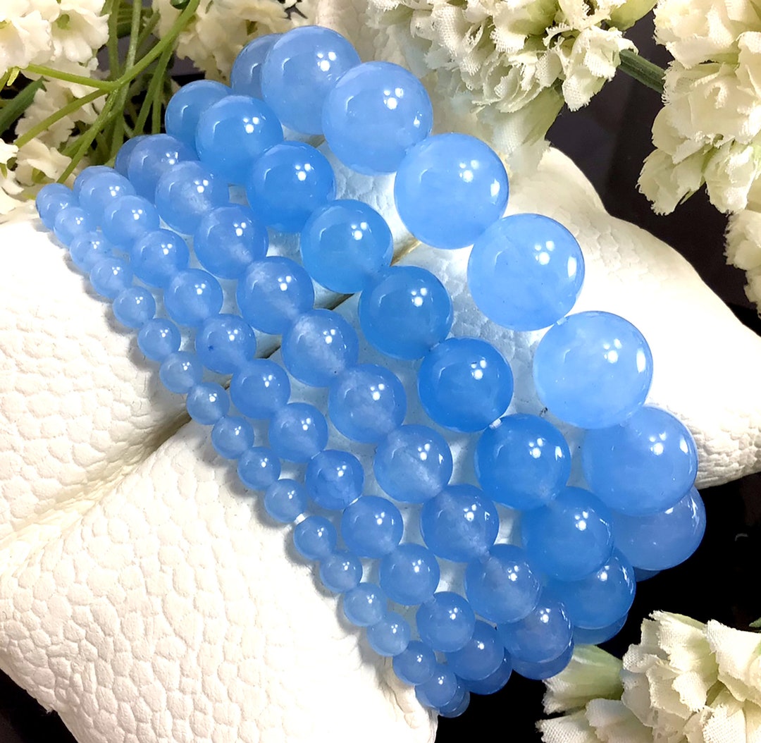 Blue Jade Bracelet, Jade Bracelet, Gemstone Stretch Crystal Bracelet ...