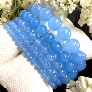 Blue Jade Bracelet, Jade Bracelet, Gemstone Stretch Crystal Bracelet, Pray, Man, Woman, Good Luck Bracelet 4mm 6mm 8mm 10mm 12mm