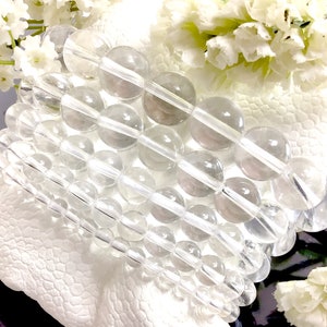 Natural Clear Quartz Beaded Bracelet Handmade Crystal Quartz Elastic Bracelet Healing Good Luck Bracelet 4mm 6mm 8mm 10mm 12mm