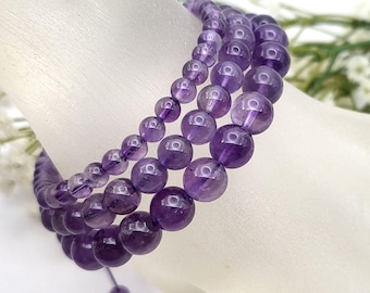 Handmade Macrame Amethyst Bracelet Adjustable Round Bead Jewelry 4-8mm