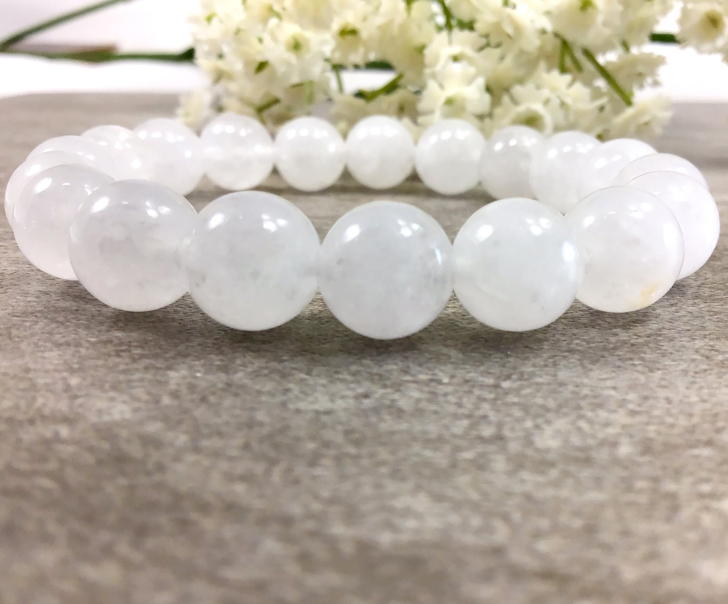 10mm Jade Bracelet White Jade Bracelets for Women Clear Jade Etsy