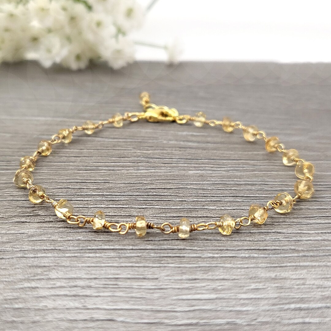 CHAIN & CORD CRYSTAL BRACELET - CITRINE - OLIVE GREEN - SILVER main image 1