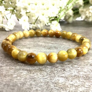 Golden Tiger&#39;s Eye Beaded Bracelet Handmade 6mm Stretch String Tigereye Bracelet Healing Protection Balancing Bracelet For Women Men