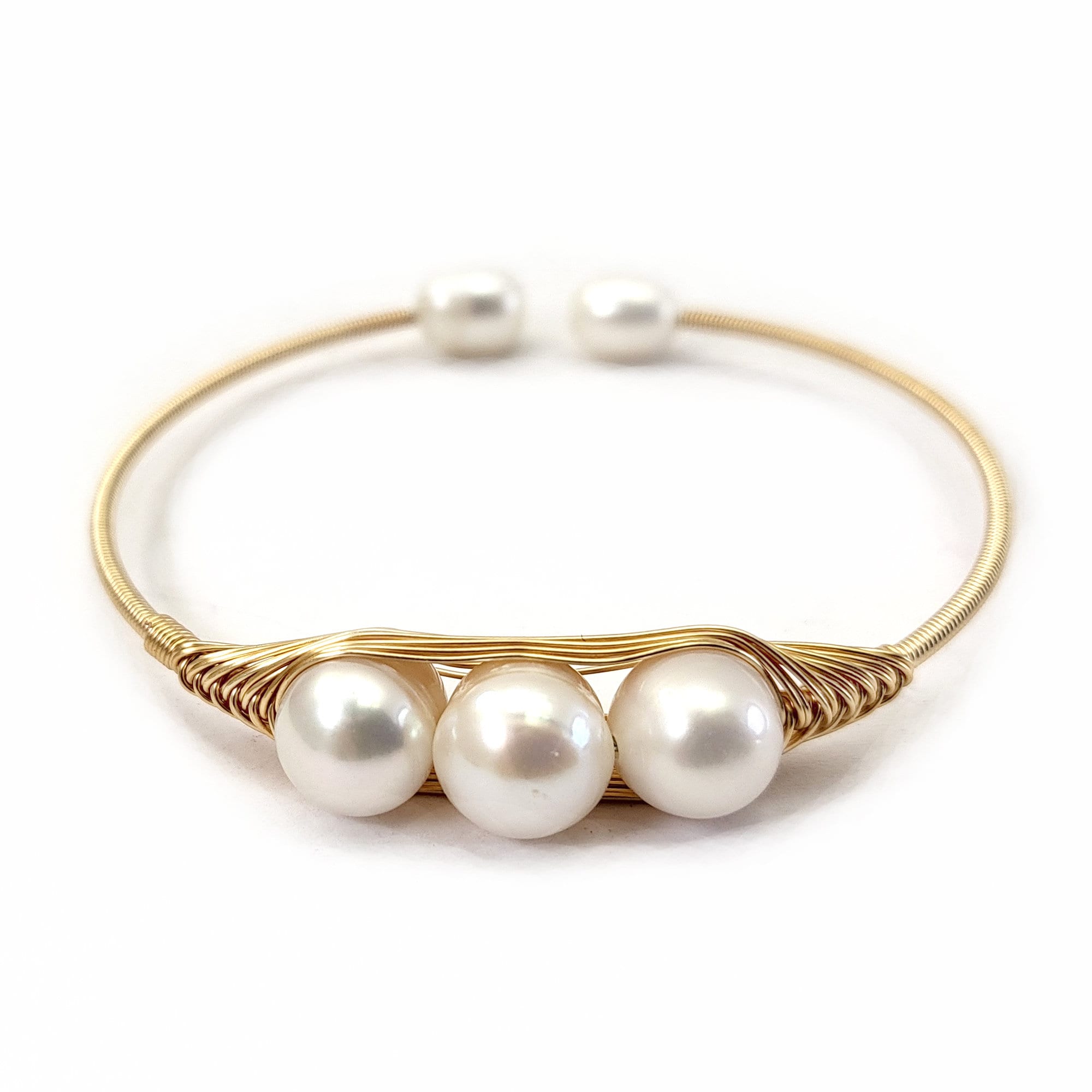 Freshwater Pearl Bracelet 14k Gold Wire Wrapped Bangle