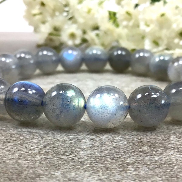 Natural Labradorite Stone Bead Handmade Healing Amulet Women Bracelet Xmas Gifts