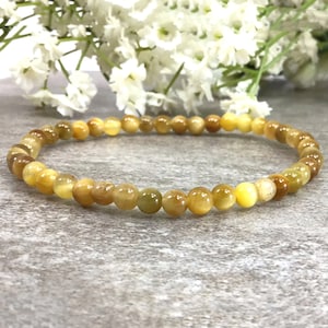 Golden Tiger&#39;s Eye Beaded  Bracelet Handmade 4mm Stretchy String Bracelet Anxiety Relief Healing Protection Balancing Bracelet For Women