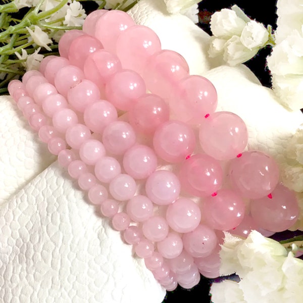 Natural Rose Quartz Beaded Bracelet Handmade Stretch Healing Crystal Bracelet Protection Bracelet Reiki Jewelry 4mm 6mm 8mm 10mm 12mm