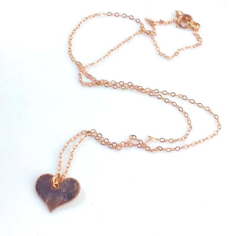 Wedding Simple Rose Gold Filled Necklace Valentine/'s Day Gift Birthday Jewelry Dainty Heart Necklace Delicate Love Necklace