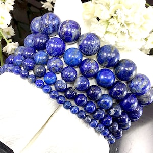 Natural Blue Lapis Beaded Bracelet Stretch Crystal Jewelry For Women And Men 4mm 6mm 8mm 10mm 12mm