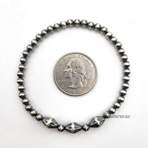 Oxidized 925 Sterling Silver Pearl Beaded Bracelet 4mm Round & Bicone Beads Custom Made USA image 3