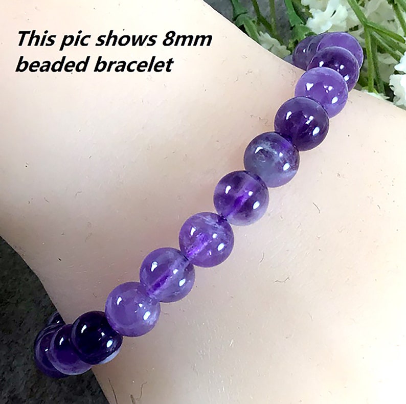 Bracelet en perles d'améthyste violette naturelle, de haute qualité, fait à la main, en pierres précieuses extensibles, pour femmes, 4mm, 6mm, 8mm, 10mm, 12mm, Bracelet d'été image 5