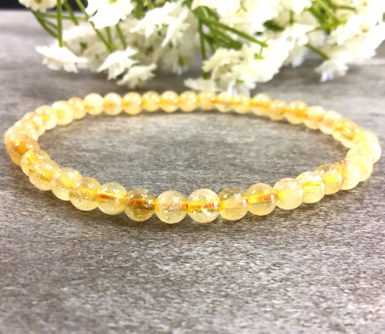 4mm Natural Citrine Bracelet Healing Crystals Bracelet image 1