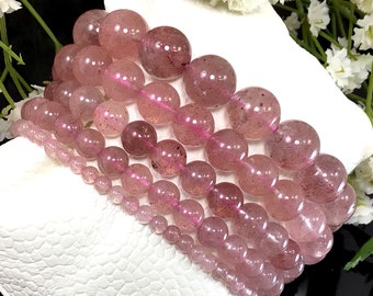 Natural Strawberry Quartz Bracelet Healing Crystals Bracelet Anxiety Relief Protection Stretchy Bracelet For Women 4mm 6mm 8mm 10mm 12mm