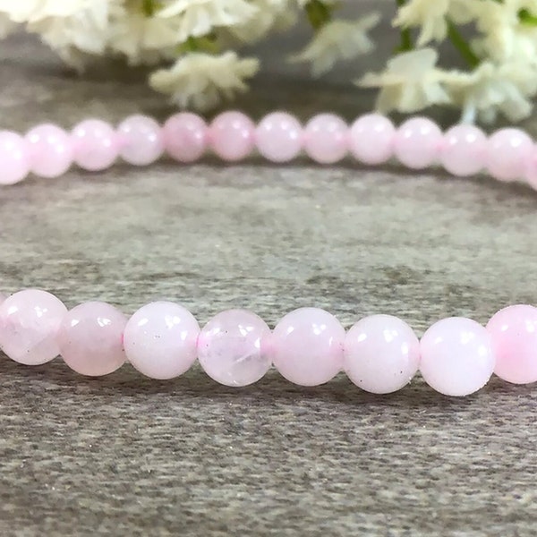 Pink Rose Quartz Crystal Beaded Bracelet Handmade High Quality 4mm Stretch Round Beads Bracelet Summer Jewelry Wedding Gift