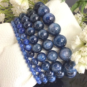 Natural Kyanite Bracelet Healing Crystals Bracelet Anxiety Relief Protection Balancing Stretchy Bracelet 4mm 6mm 8mm 10mm 12mm