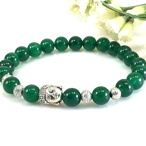 Jade Bracelet,Green Jade Bracelet,8mm Gemstone Beads,Boho Bracelet,Pray,Stone Jewelry,Stretch,Gifts,Man,Woman,Good Luck Bracelet,Gift