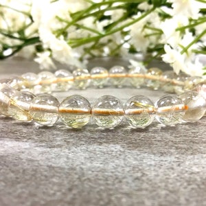 6mm Golden Rutilated Quartz Beaded Bracelet Stretchy Bracelet For Women Rutilated Quartz Healing Crystals Stones
