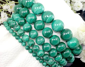 Natural Green Malachite Beaded Bracelet High Quality Handmade Stretch Round Gemstone Bracelet 4mm 6mm 8mm 10mm 12mm bracelets for women