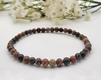 4mm Picasso Jasper Bracelet, Stretchy Gemstone Healing Jewelry
