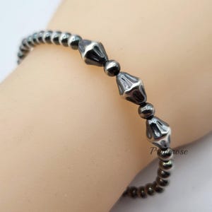 Oxidized 925 Sterling Silver Pearl Beaded Bracelet 4mm Round & Bicone Beads Custom Made USA image 6