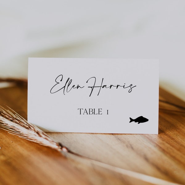 Place Cards, Wedding Place Cards Template, Name Cards With Meal Choice, Calligraphy Place Cards, Editable Template, Table Name Cards 0230_06