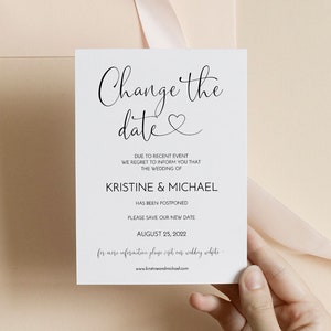 Changer le modèle de mariage de date, faire-part de mariage reporté, mariage reporté, reprogrammer la carte de mariage, téléchargement immédiat, 0502_039