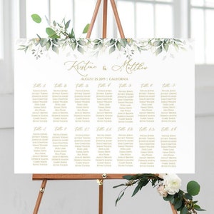Greenery Wedding Seating Chart Template Wedding Seating Chart Board,Gold Seating Chart Seating Chart Board Editable Templett Seating 0204_07